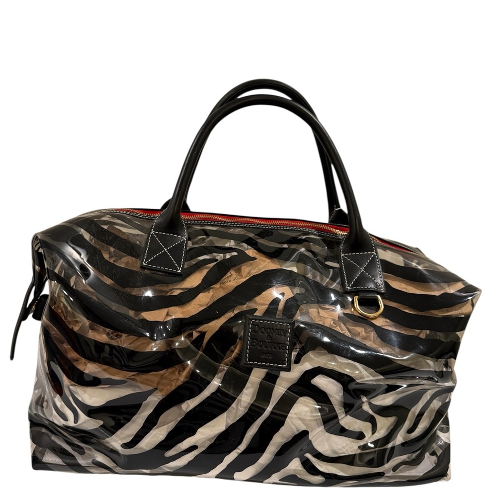 Dooney & Bourke Zebra Print Clear Weekender Duffle ~ Y2K ~ Excellent Condition